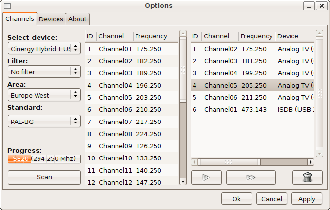 eeeTV channel scanning dialog